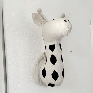 Stuffed Giraffe Wall Mount - Black & White Nursery Decor.